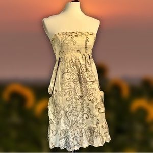 VINTAGE 2000s Sundress! yellow pocket smocked strapless dress